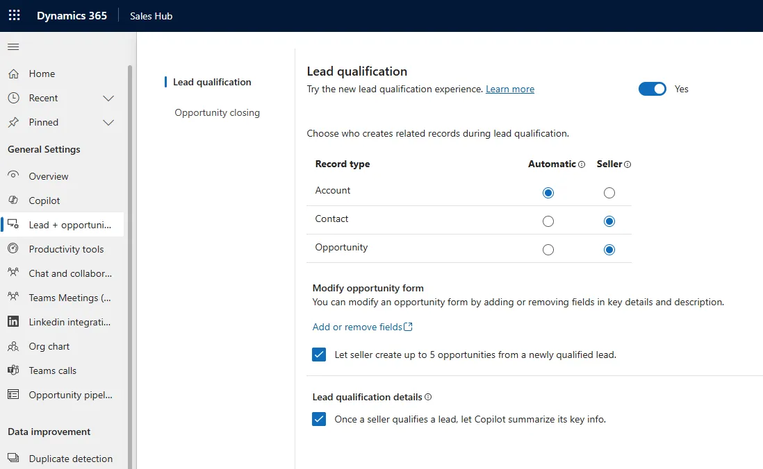 Lead Qualification Settings Overview